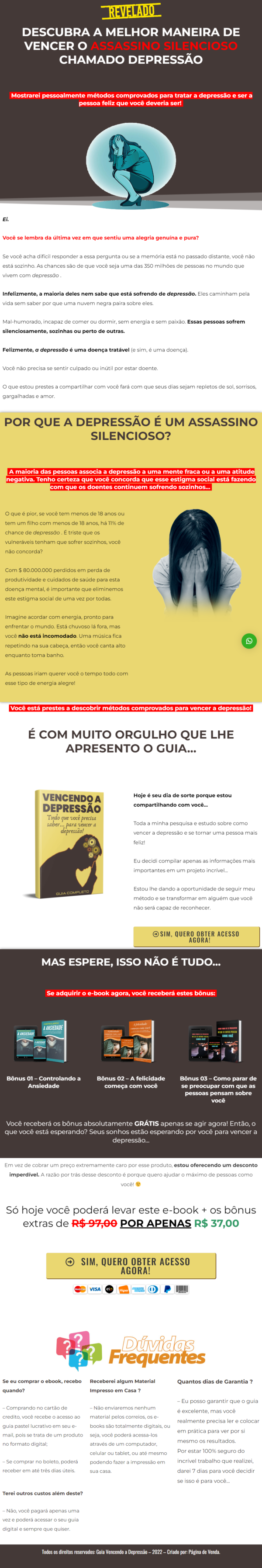 pagina de venda ebook plr vencendo a depressao